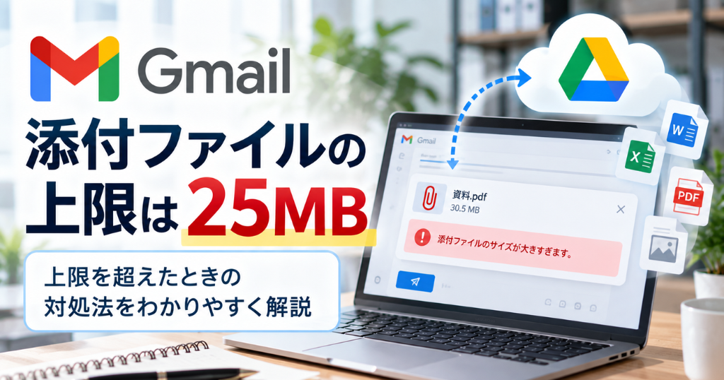 Gmailの添付ファイル上限は25MB！超えたときの送信方法