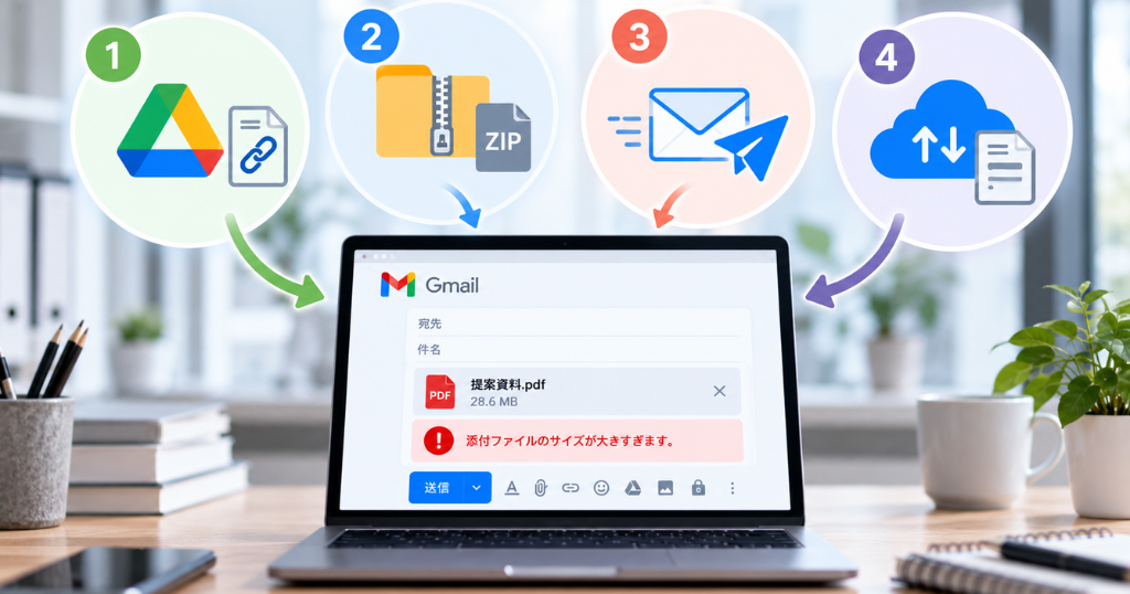Gmail添付ファイルの上限を超えたときの4つの対処法
